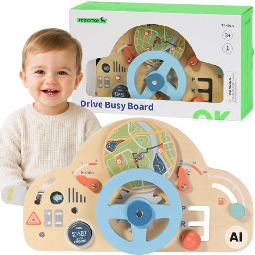Tooky Toy wooden educational steering wheel for children 3+