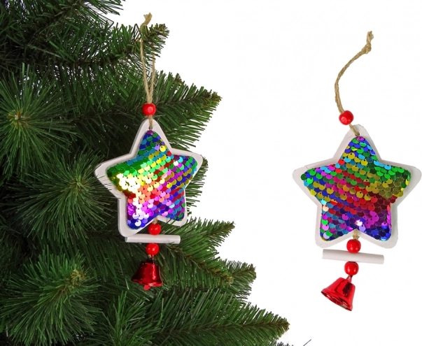 Christmas star with sequins and bell – tree ornament
