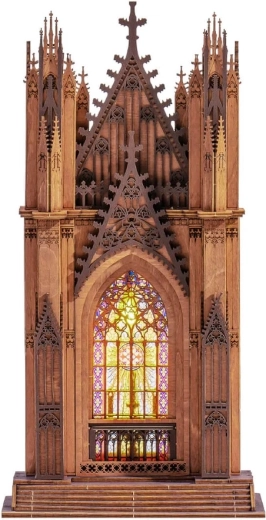 RoboTime Rolife 3D puidust kokkupandav gooti katedraal Twin Tower LED-valgustusega