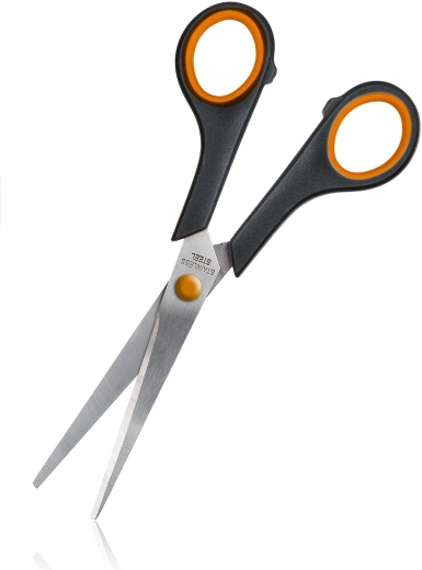 Stainless steel scissors 17 cm, orange-black