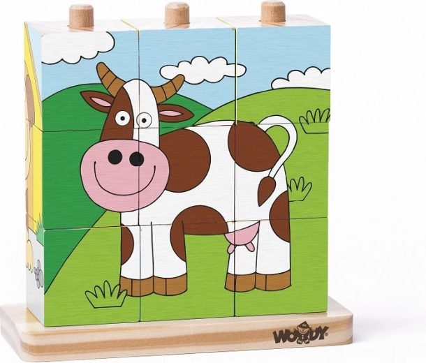 Wooden Farm Puzzle with Blocks