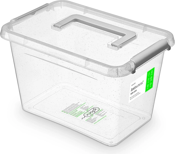Antibakteriaalne kaanega ja käepidemega hoiukast 6,5 l (29 × 20 × 18 cm)