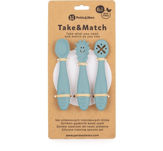 Petite&Mars silicone training spoons Take&Match frosted sky (3 pcs) 6m+