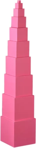 Montessori roosa torn puidust kuubikutest (10 tk)