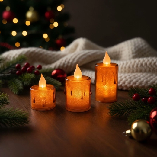Sooja valge valgusega LED-küünalde komplekt, 3 tk