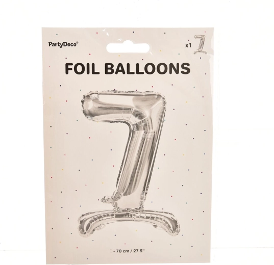 Hõbedane seisev fooliumõhupall number 7 (70 cm)