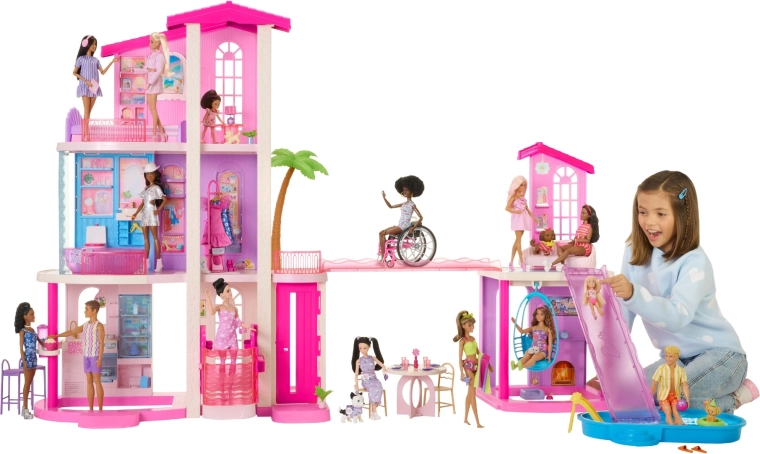 Mattel Barbie Dreamhouse unistuste maja nukkudele 2 basseiniga, liftiga ja rohkem kui 65 tarvikuga