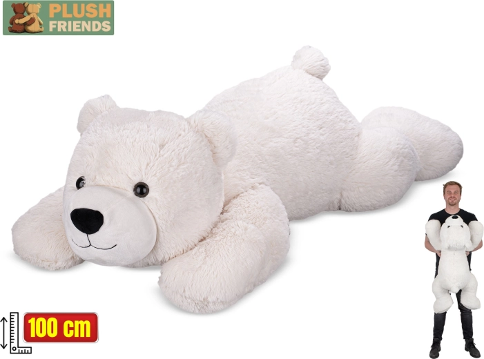 Pehme mängukaru – jääkaru Plush Friends 100 cm – lamav kaisusõber