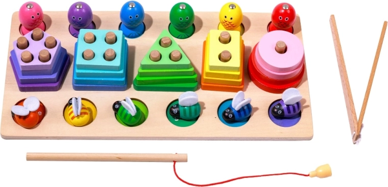 2Kids Toys multifunktsionaalne puidust kujundite sobitamise ja magnetpüügi mäng