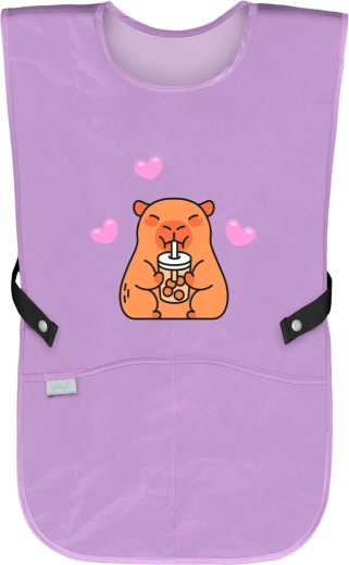 children’s washable apron with capybara and pockets