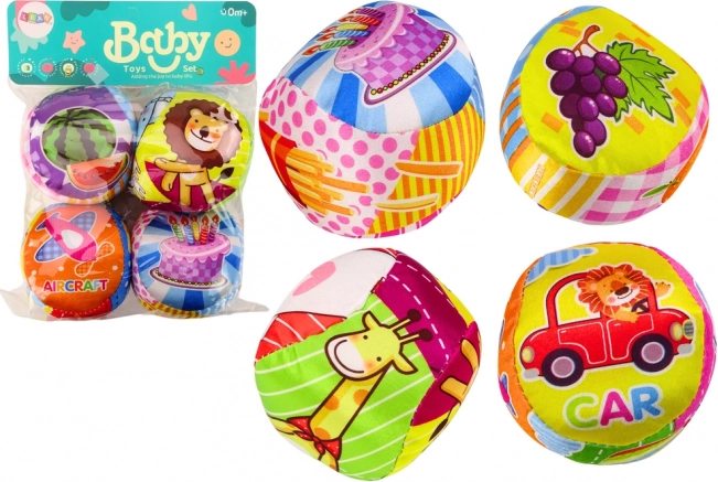 Pehmed värvilised hariduslikud kõristipallid, komplekt 4 tk