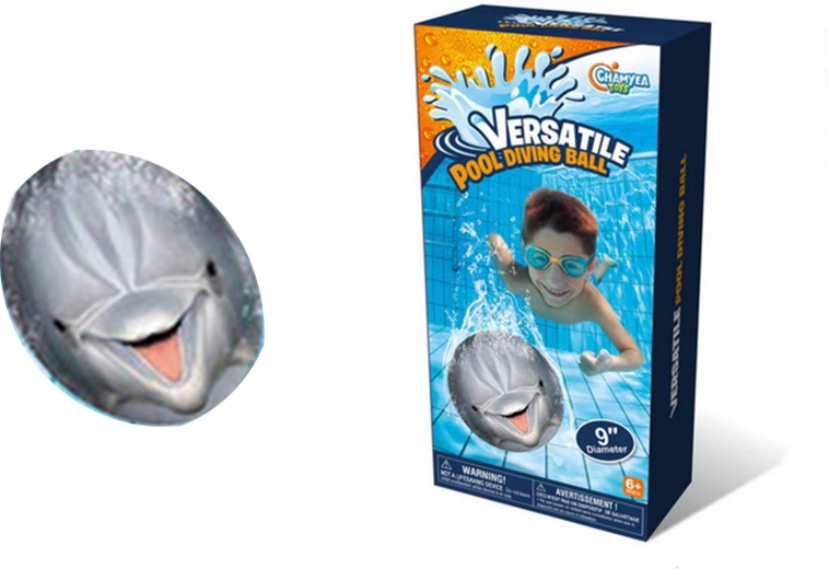 Delfiinimotiiviga täispuhutav veepall 23 cm