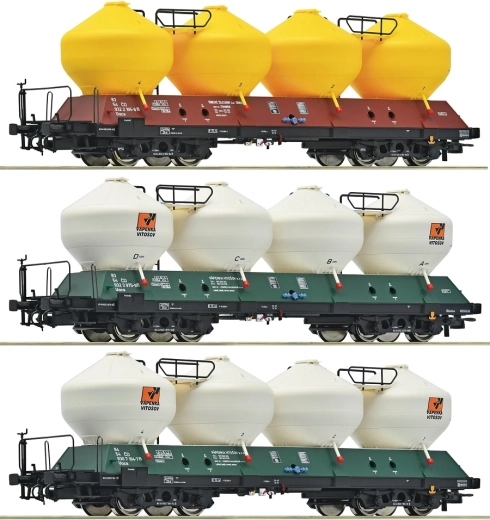 Roco 3-piece 3D set of cement freight wagons Uacs ČD (H0)