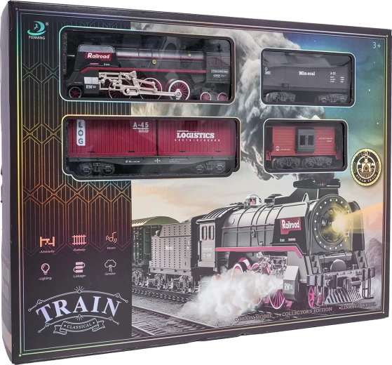 Retro train with lights, sounds and smoke 138 cm