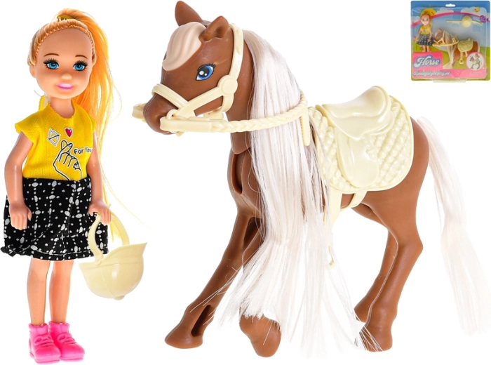 Doll with Horse and Riding Gear 13 cm