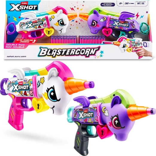 X-Shot Blastercorn – ükssarviku püstol, komplekt 2 tk koos 32 kuuliga
