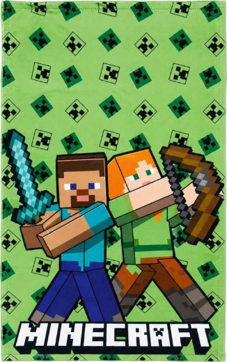 Minecrafti rätik 30 × 50 cm roheline – Steve ja Alex