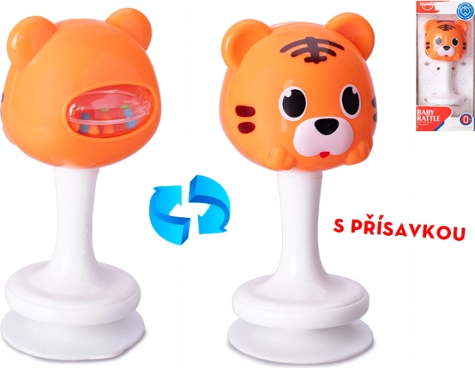 Tiger-themed rattle with suction cup