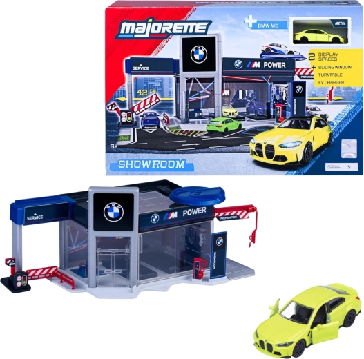 Majorette BMW showroomi mängukomplekt koos BMW M3 autoga