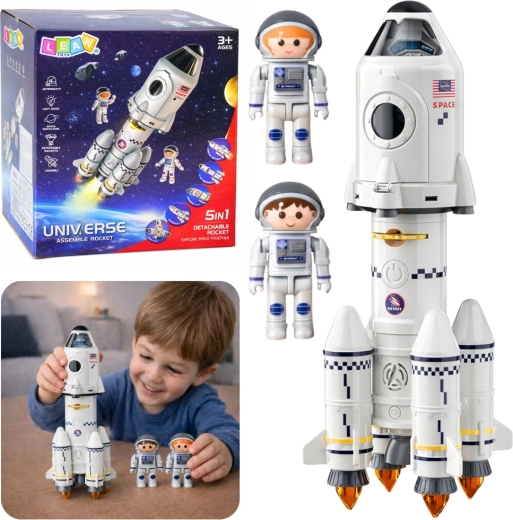 Hariv 5-ühes rakett astronautidega, tulede, helide ja projektoriga