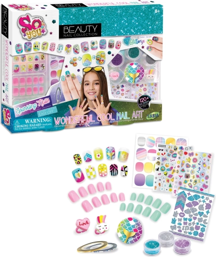 Tasia large nail art set with glitter and rings for kids