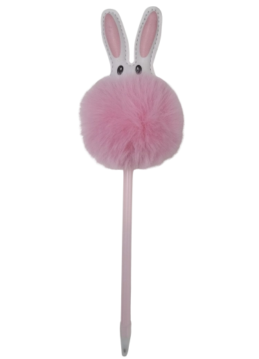 Ballpoint pen with bunny and pom-pom 17 cm - 1 piece