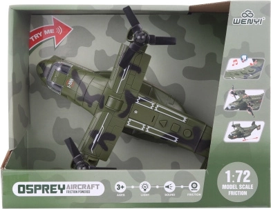 Patareidel töötav sõjaväelennuk tulede ja helidega