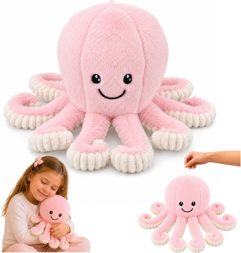 Plüüsist kaheksajalg elastsete kombitsatega, roosa 50 cm