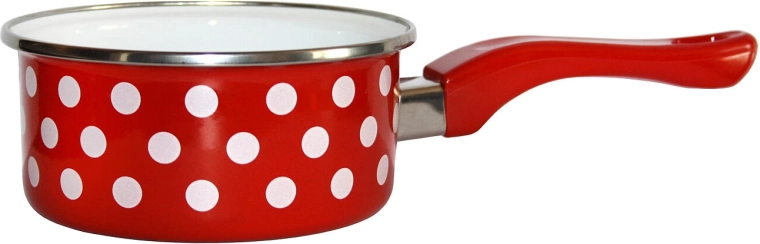 Enamel saucepan with handle 12 cm 0.5 l Polka Dot red