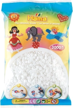 Hama Midi Iron-on Beads White 3000 pcs in a Bucket