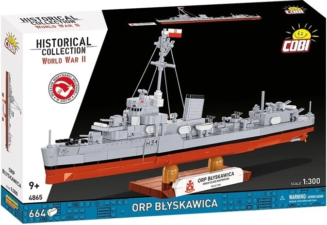 Cobi ehitusklotside komplekt ORP Błyskawica – torpeedohävitaja (664 detaili)