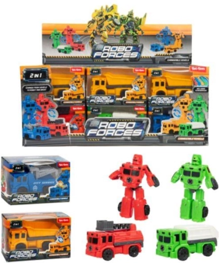 Mini muunduv auto/robot plastist 9 cm, 4 värvi
