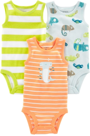 Carter's beebibodid ilma varrukateta Stripes Animals, 3 tk