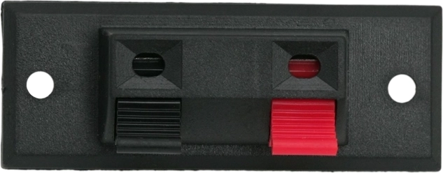 Two-pole flush-mount speaker terminal with spring clips