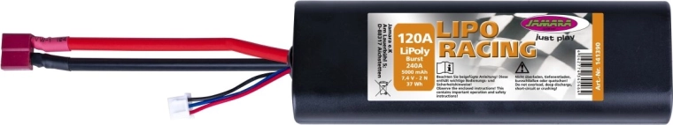 LiPo Racing LiPo aku 7,4 V 5000 mAh 37 Wh kõvas korpuses