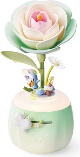 RoboTime 3D mechanical DIY camellia night light model kit (green)