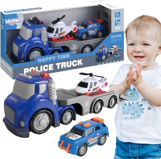 Woopie Blue Police Tow Truck City Truck with Light and Sound Effects