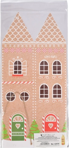 Paper glitter gift house bag for a bottle 9 × 9 × 36 cm