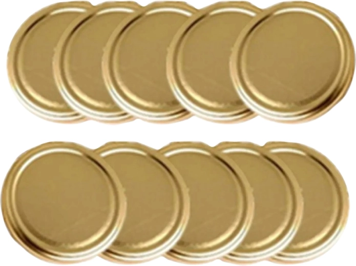 Set of 10 gold lids Ø 66 with 4 lugs