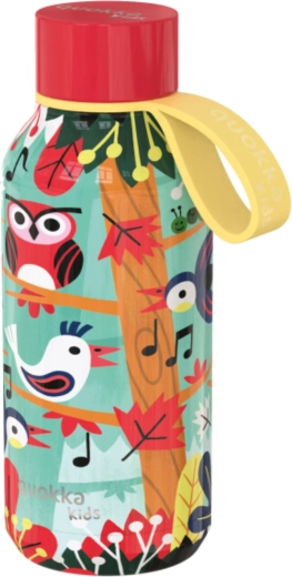 Roostevabast terasest termopudel Quokka Kids Solid Birds, aasadiga 330 ml