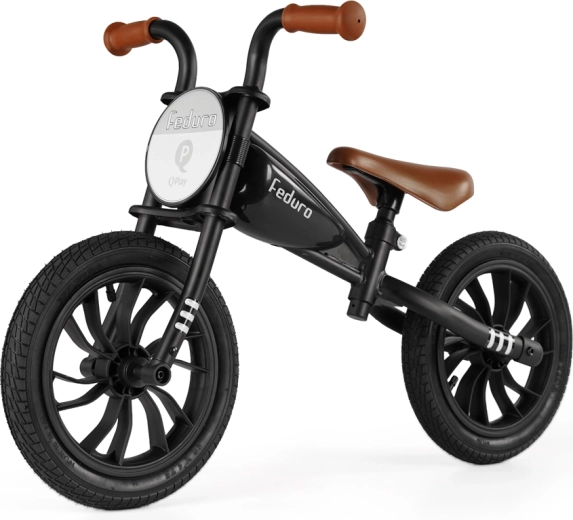 Qplay Feduro black balance bike for children aged 3–6