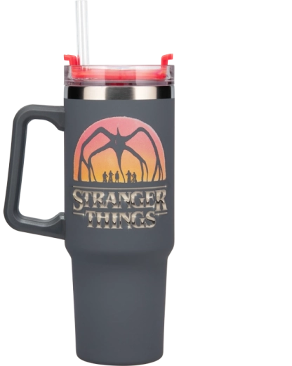 Stranger Things thermal tumbler 1200 ml with straw and handle
