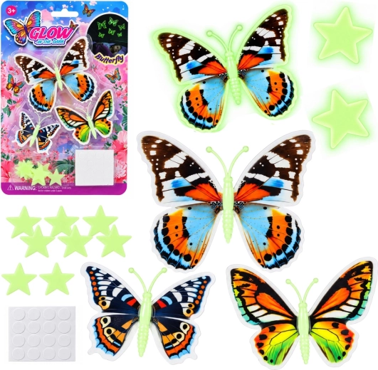 Fluorescent Butterflies and Stars for the Wall