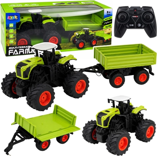 Kaugjuhitav traktor kallutatava haagisega 1:16