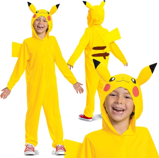 Laste POKÉMON Pikachu kigurumi kapuutsiga kostüüm (109–126 cm, 4–6 aastat)
