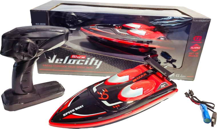 R/C võidusõidupaat High speed 1:16 must-punane
