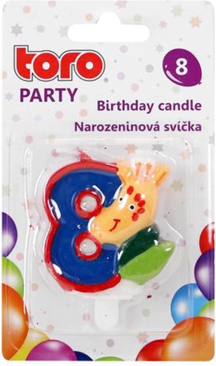 Cake candle number 8 with giraffe, pick-in, 5 cm