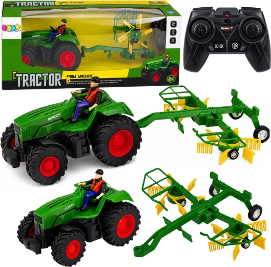 RC farm tractor with hay rake, scale 1:24