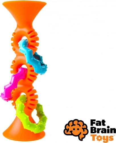 Kõrin ja närimislelu pipSquigz Loops oranž – Fat Brain