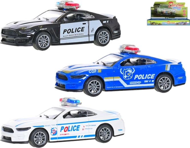 Metal police car 1:36 with pull-back drive, 11 cm